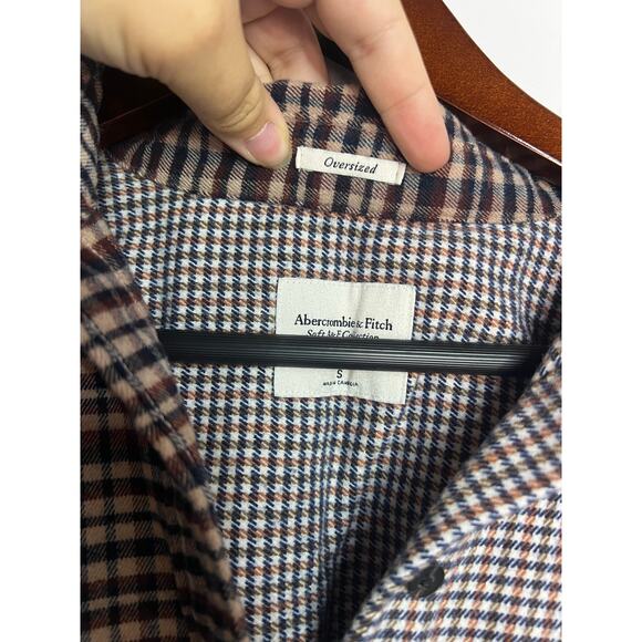 Abercrombie & Fitch Shirt Women Small Brown Flannel Oversized - Picture 3 of 6